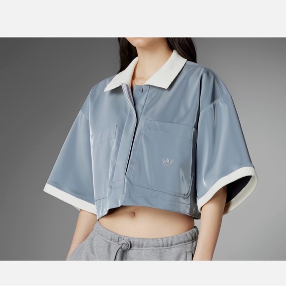 adidas BLUE VERSION HIGH SHINE CROP POLO shirt AVANT-GARDE jacket firebird - Picture 3 of 6